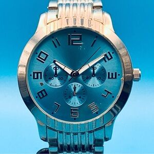 Men’s FMDPU113 Quartz Wristwatch St Steel Bracelet Faux Subdials Works New Batt